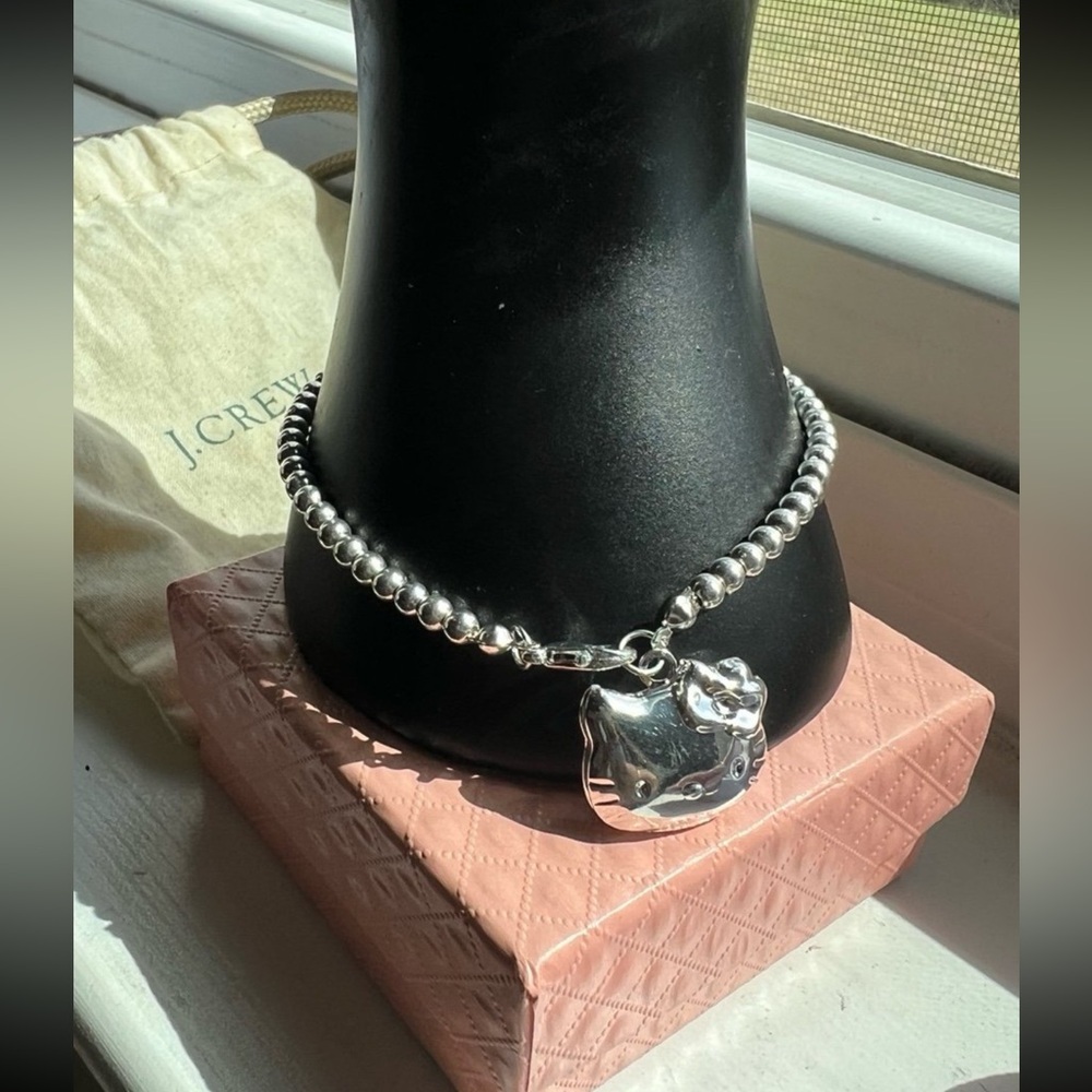 Hello kitty bracelet silver metal beaded